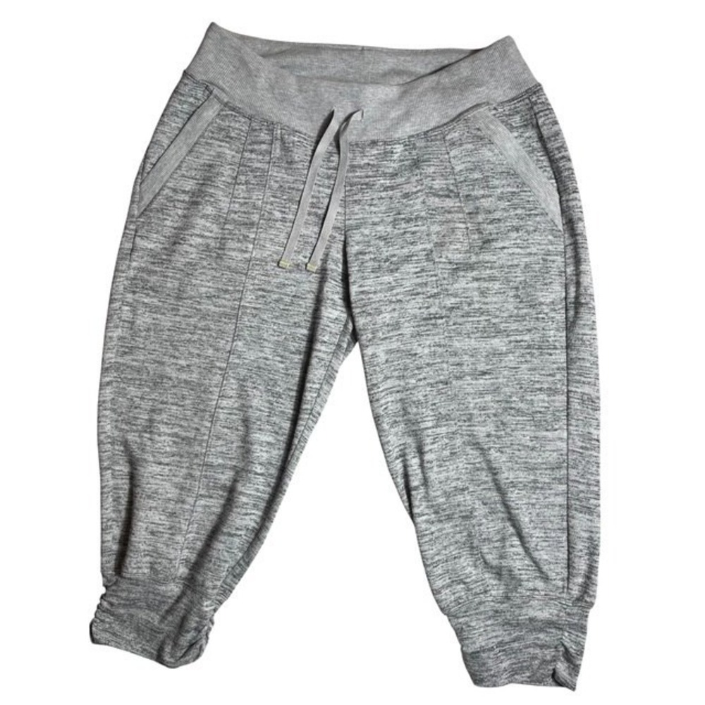 Athleta Womens Sz S Gray Heather Jogger Capris Comfort Elastic Waist Walk-1669